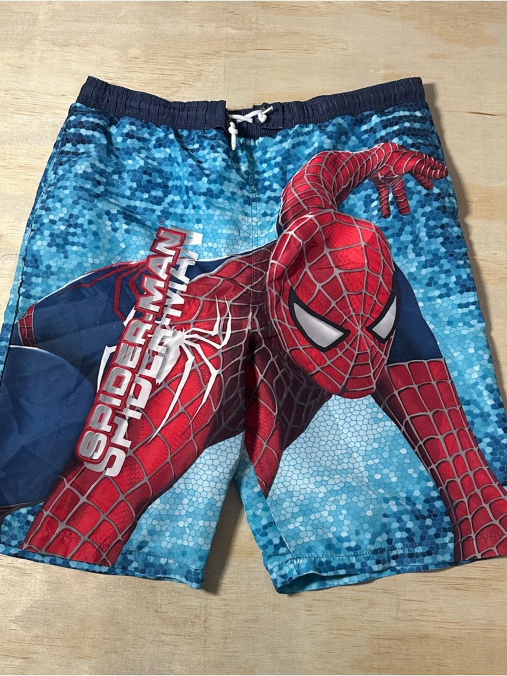 RARE Vtg 2004 Spiderman 2 Tobey Swim Trunks Lined Board Short Beach Y2K Youth XL